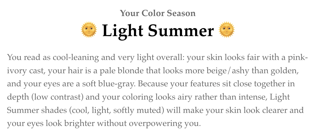 Men's seasonal color analysis result 1